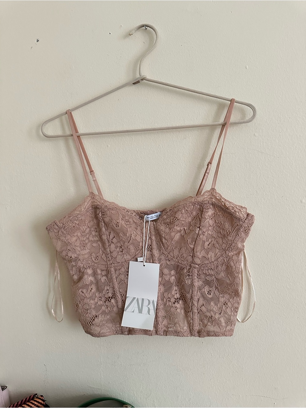 ZARA Dusty Pink Lace Cropped Cami